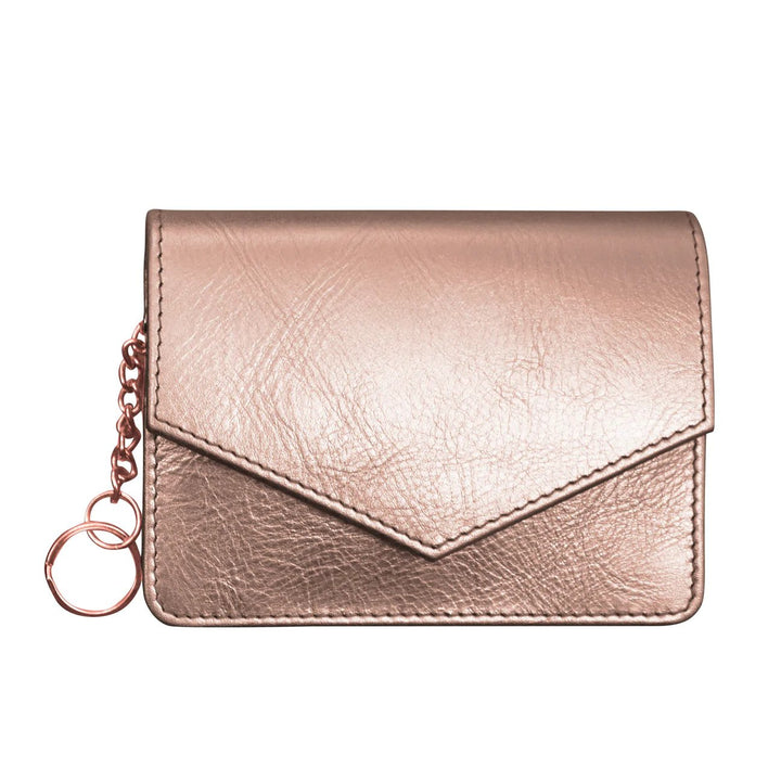 Key Ring Envelope Card Case Rose Gold Front.