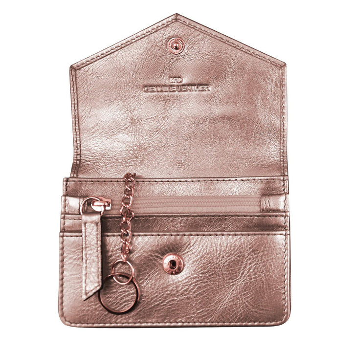 Key Ring Envelope Card Case Rose Gold Open.